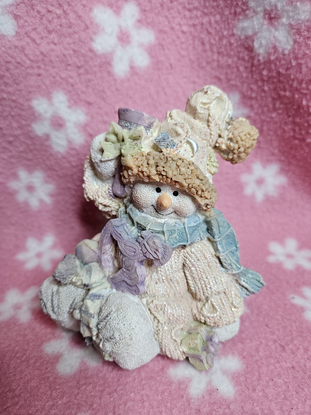 Vintage Pastel Snowman Small Figurine